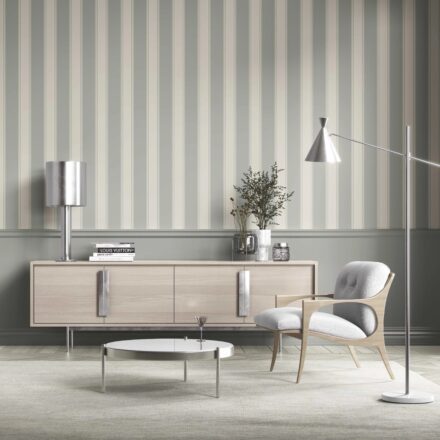 'Celestial' Neutral Geometric Striped Wallpaper (Sage Grey) - Image 2