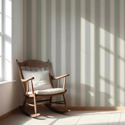 'Celestial' Neutral Geometric Striped Wallpaper (Sage Grey) - Image 5