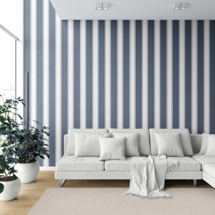 'Midnight Lamp' Geometric Striped Wallpaper (Navy Blue) - Image 2