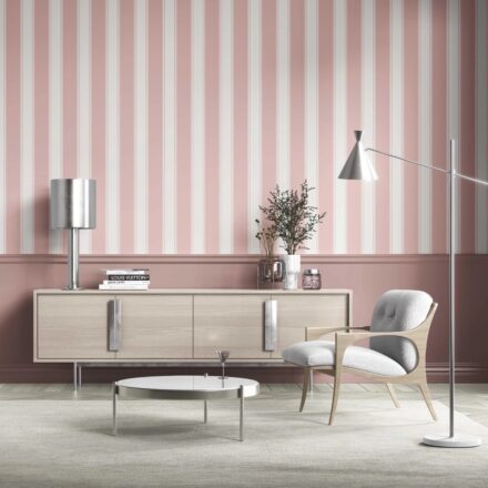'Stage Star' Geometric Striped Wallpaper (Pink) - Image 6