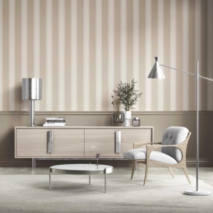 'Arrow Wood' Neutral Geometric Striped Wallpaper (Beige/ Taupe) - Image 2