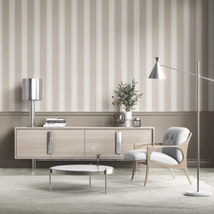 'Kestrel' Neutral Geometric Striped Wallpaper (Greige/ Taupe/ Warm Grey) - Image 2
