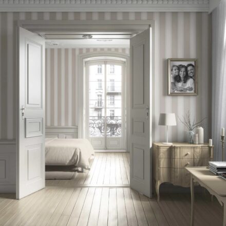 'Kestrel' Neutral Geometric Striped Wallpaper (Greige/ Taupe/ Warm Grey) - Image 4