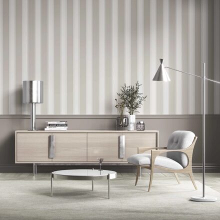 'Snowpea' Neutral Geometric Striped Wallpaper (Greige/ Warm Grey) - Image 2