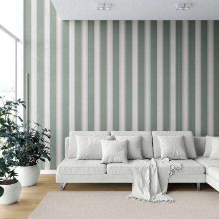 'Vynuoge' Geometric Striped Wallpaper (Sage Green) - Image 2
