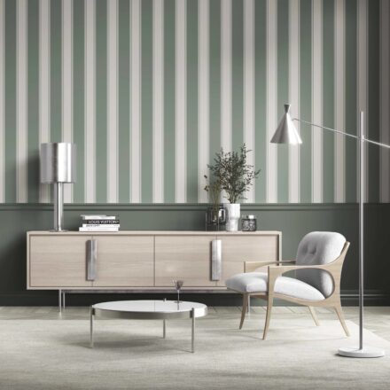 'Vynuoge' Geometric Striped Wallpaper (Sage Green) - Image 6