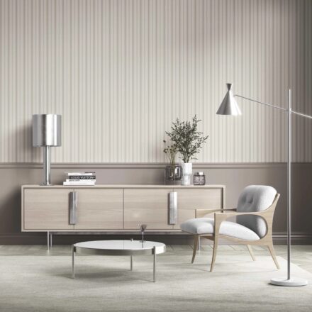 'Prima Donna' Neutral Geometric Striped Wallpaper (Cream/ Beige/ Grey) - Image 3