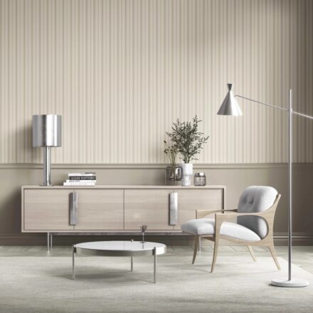 'Kibble' Neutral Geometric Striped Wallpaper (Beige/ Taupe) - Image 3