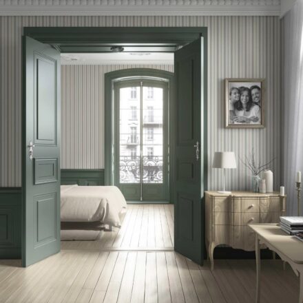 'Niblock' Geometric Striped Wallpaper (Sage Green/ Cream) - Image 4