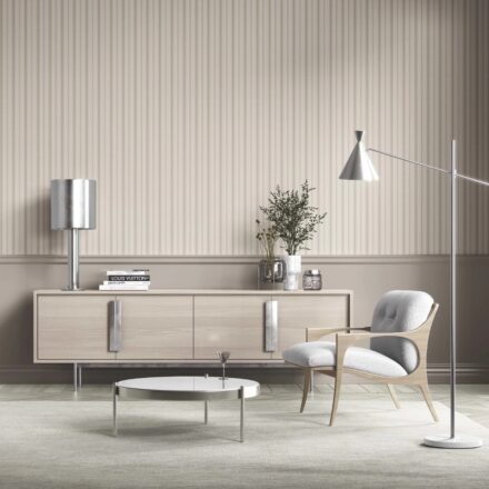 'Cobnut' Neutral Geometric Striped Wallpaper (Beige/ Greige/ Taupe) - Image 3