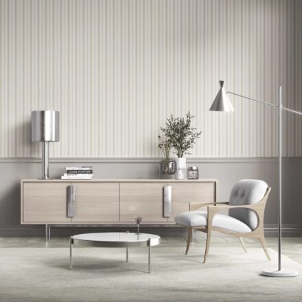 'Rustic Charm' Neutral Geometric Striped Wallpaper (Greige/ Taupe Grey) - Image 3