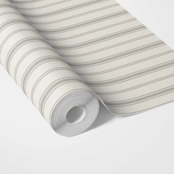 'Zeze' Neutral Geometric Striped Wallpaper (Stone Gray/ Cream)