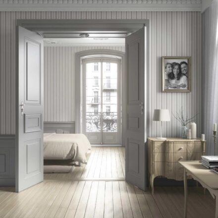 'Zeze' Neutral Geometric Striped Wallpaper (Stone Grey/ Cream) - Image 4