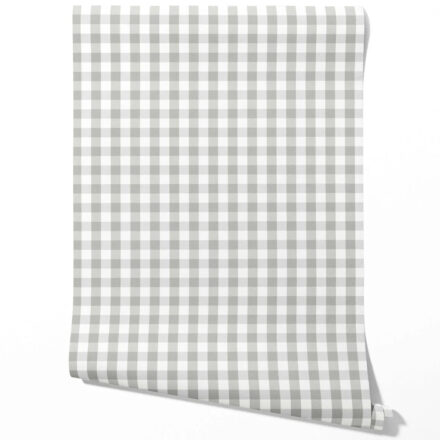 'Carousel' Geometric Gingham Wallpaper (Grey)