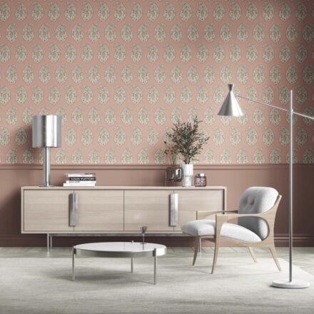 'Kalakandh' Paisley Floral Print Wallpaper (Peach/ Pink/ Green) - Image 2