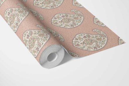 'Kalakandh' Paisley Floral Print Wallpaper (Peach/ Pink/ Green) - Image 3