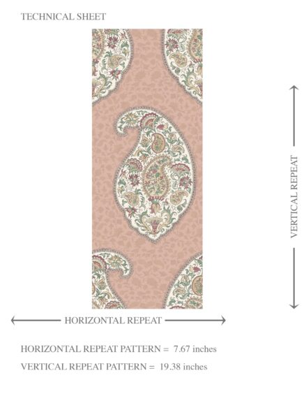 'Kalakandh' Paisley Floral Print Wallpaper (Peach/ Pink/ Green) - Image 8