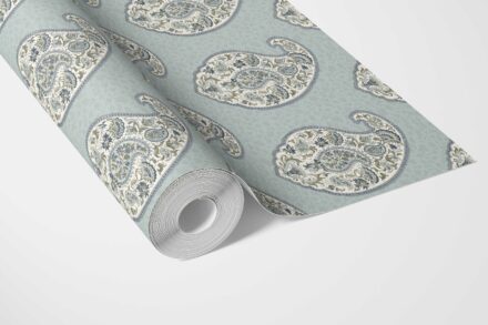 'Soria' Paisley Floral Print Wallpaper (Blue/ Green/ Gray) - Image 3