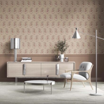 'Balder' Neutral Paisley Floral Print Wallpaper (Brown/ Beige/ Pink) - Image 2