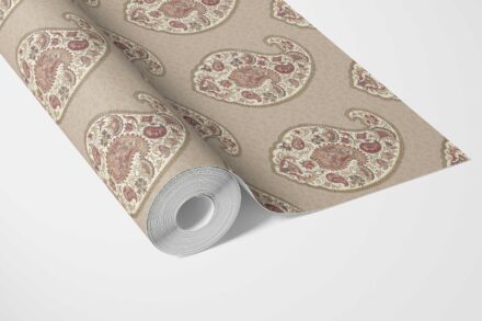 'Balder' Neutral Paisley Floral Print Wallpaper (Brown/ Beige/ Pink) - Image 3