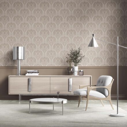 'Nilva' Neutral Paisley Floral/ Damask Patterned Wallpaper (Brown/ Beige) - Image 2