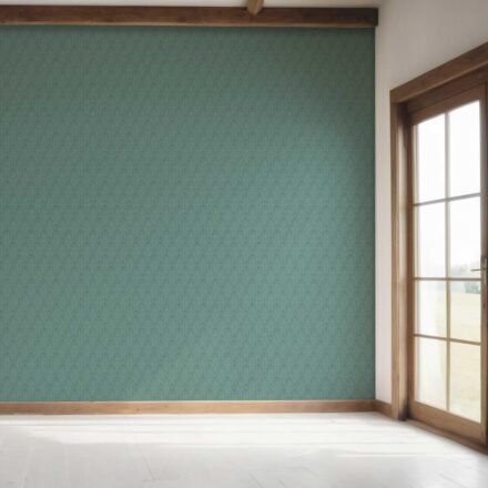 'Starry Night' Self-Patterned Damask Floral Wallpaper (Teal Green) - Image 7