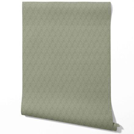 'Grilled Peppers' Self-Patterned Damask Floral Wallpaper (Olive Green) - Image 3