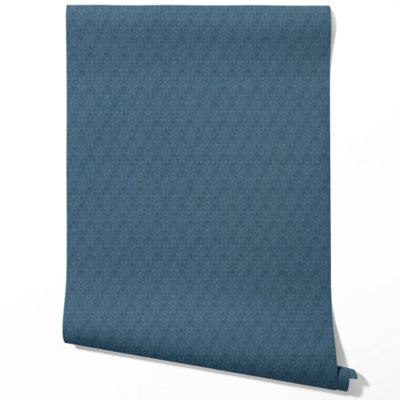 'Aztec Sky' Self-Patterned Damask Floral Wallpaper (Prussian Blue) - Image 3