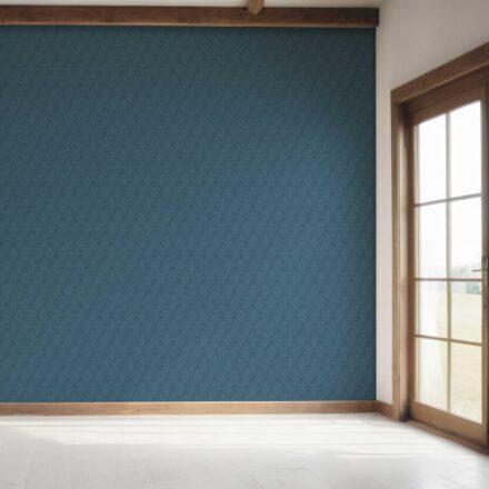 'Aztec Sky' Self-Patterned Damask Floral Wallpaper (Prussian Blue) - Image 7