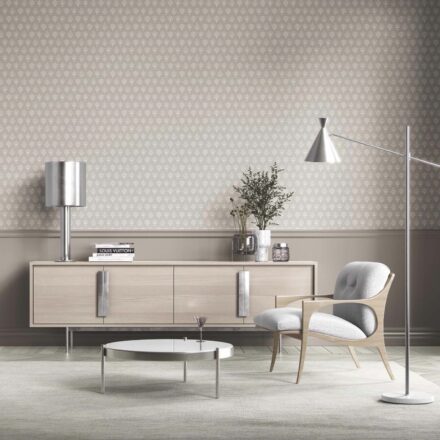 'Kovalam' Neutral Floral Block Print Wallpaper (Warm Gray/ Beige/ Taupe/ Off-White) - Image 3