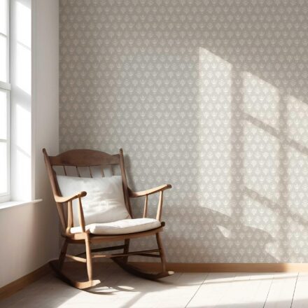 'Kovalam' Neutral Floral Block Print Wallpaper (Warm Gray/ Beige/ Taupe/ Off-White) - Image 5