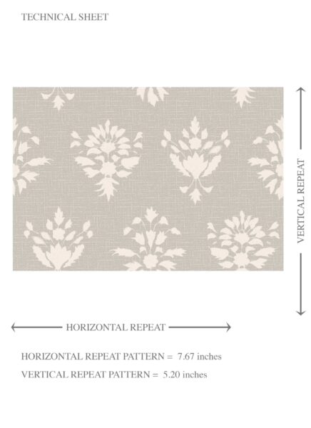 'Kovalam' Neutral Floral Block Print Wallpaper (Warm Gray/ Beige/ Taupe/ Off-White) - Image 8