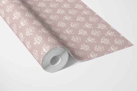'Plum Blossom' Floral Block Print Wallpaper (Blush Pink/ Off-White) - Image 2