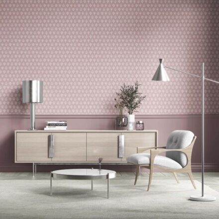 'Plum Blossom' Floral Block Print Wallpaper (Blush Pink/ Off-White) - Image 3