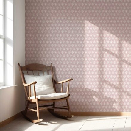'Plum Blossom' Floral Block Print Wallpaper (Blush Pink/ Off-White) - Image 5