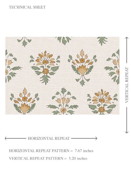 'Aniseed Crush' Floral Block Print Wallpaper (Yellow/ Green) - Image 8