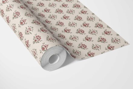 'Safari Sailing' Floral Block Print Wallpaper (Red/ Green) - Image 2