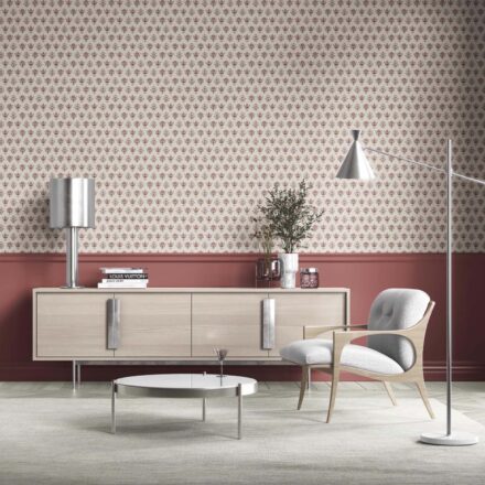'Safari Sailing' Floral Block Print Wallpaper (Red/ Green) - Image 3