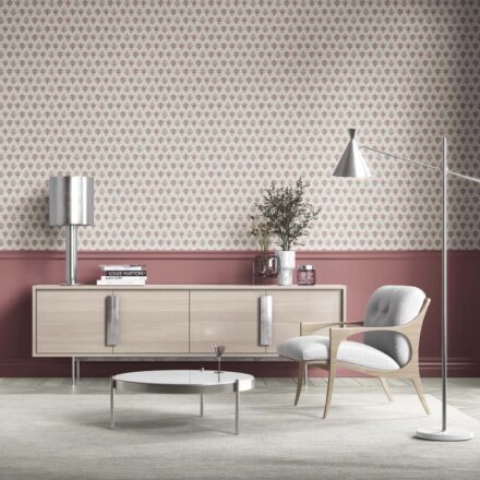 'Eversong' Floral Block Print Wallpaper (Pink/ Red/ Green) - Image 3