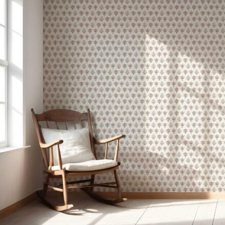 'Eversong' Floral Block Print Wallpaper (Pink/ Red/ Green) - Image 5