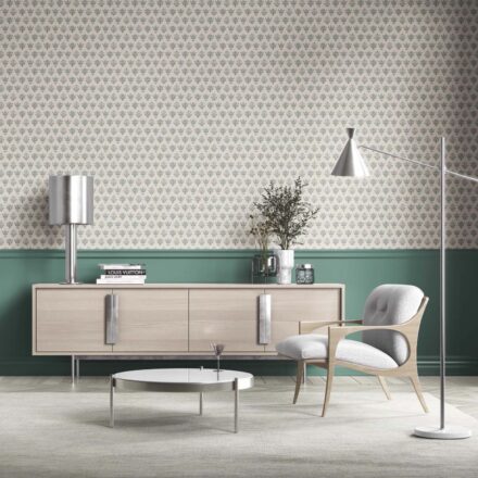 'Algernon' Floral Block Print Wallpaper (Green/ Pale Blue) - Image 3