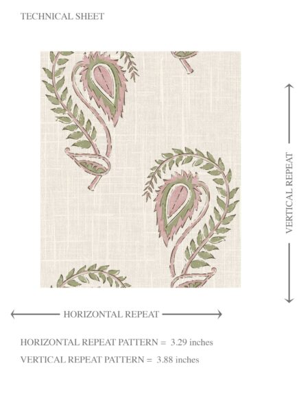 'Ariel View' Floral Paisley Wallpaper (Pink/ Green/ Beige) - Image 8