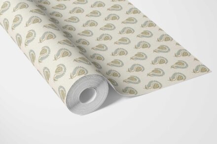 'Royale Terra' Floral Paisley Wallpaper (Duck Egg Blue/ Yellow) - Image 2