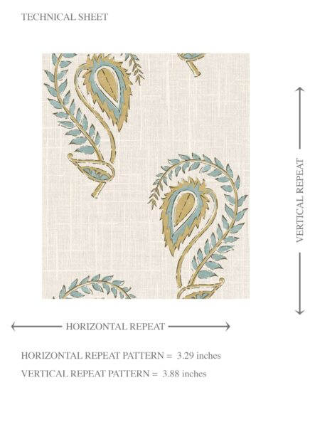 'Royale Terra' Floral Paisley Wallpaper (Duck Egg Blue/ Yellow) - Image 8