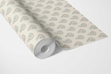 'Bon Jour' Floral Paisley Wallpaper (Seafoam Blue/ Beige) - Image 2