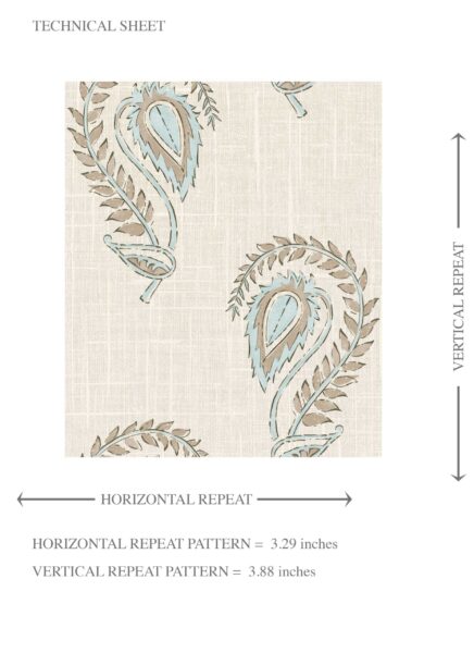 'Bon Jour' Floral Paisley Wallpaper (Seafoam Blue/ Beige) - Image 8