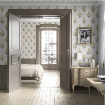 'Adele' Floral Block Print Wallpaper (Yellow/ Green) - Image 4