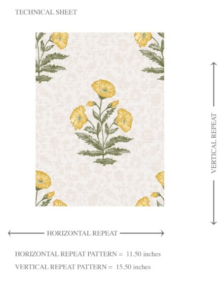 'Adele' Floral Block Print Wallpaper (Yellow/ Green) - Image 8
