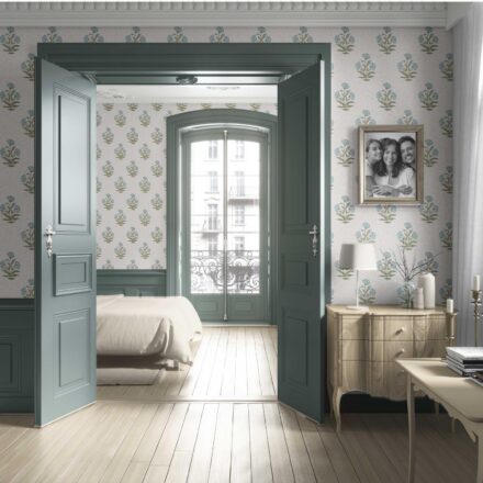 'Skyrim' Floral Block Print Wallpaper (Duck Egg Blue/ Green) - Image 4