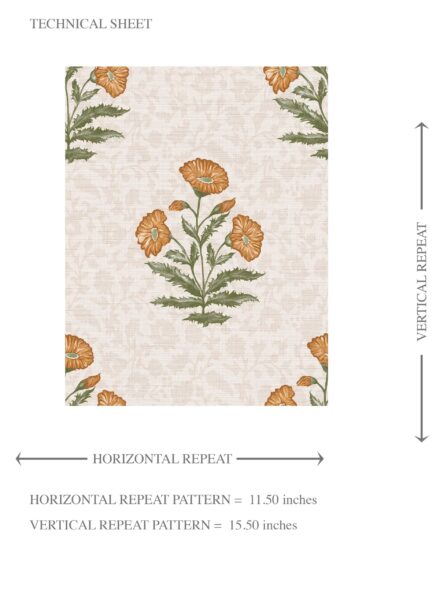 'Verdant Lawn' Floral Block Print Wallpaper (Ochre Yellow/ Green) - Image 8